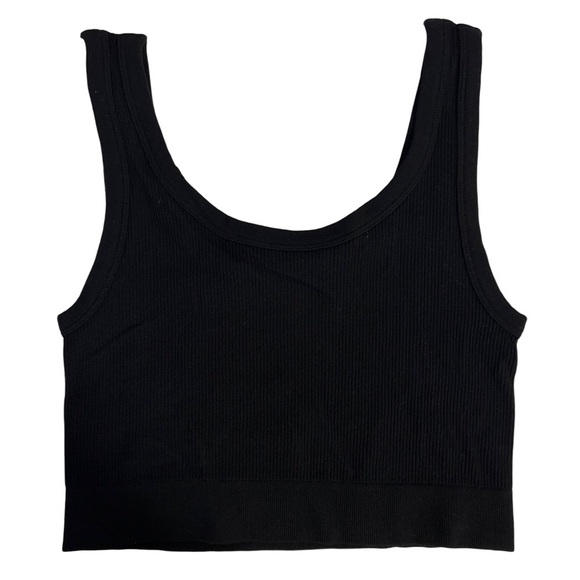 AMBIANCE • Women’s Black Ribbed Cropped Scoop Neck Tank Top - Picture 7 of 8